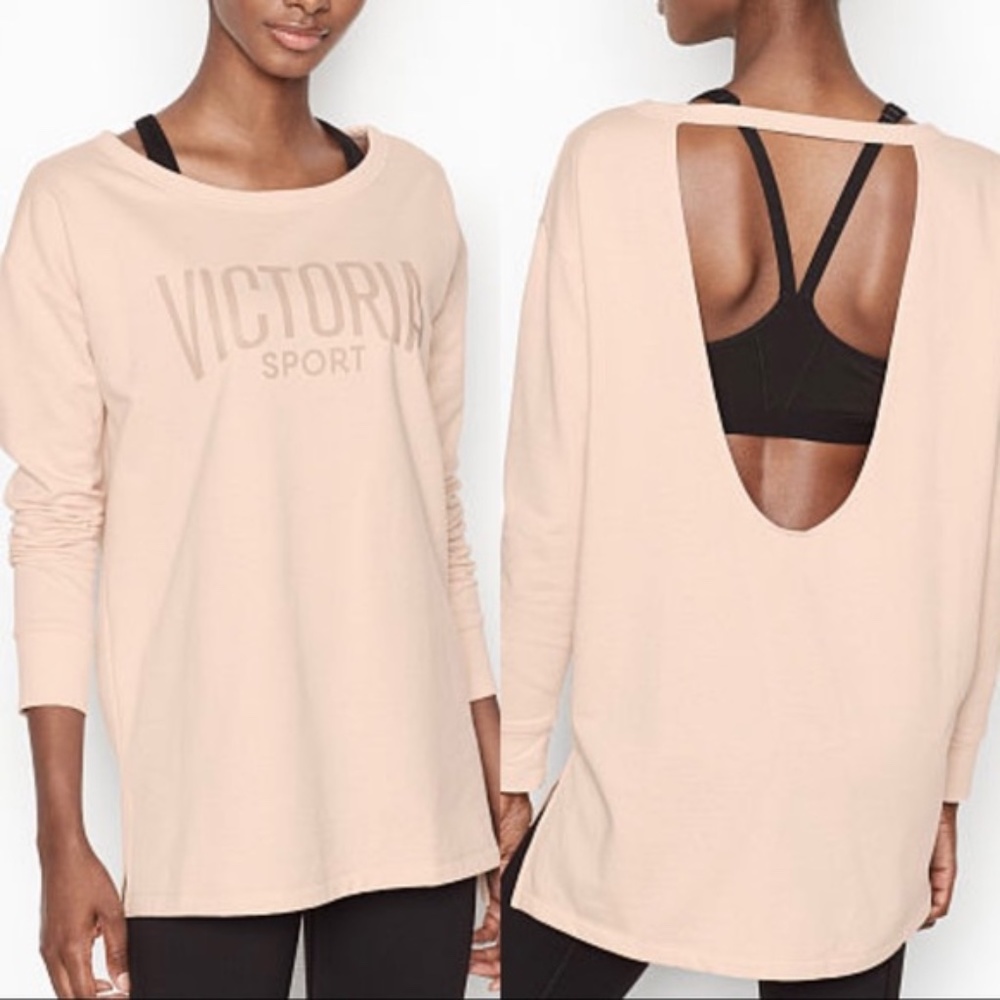 Victoria’s Secret Sport Peach Pink Open Back Sweatshirt